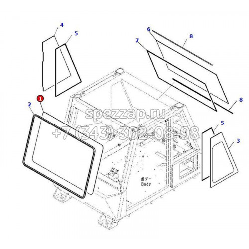 562-95-3A311 Стекло переднее Komatsu